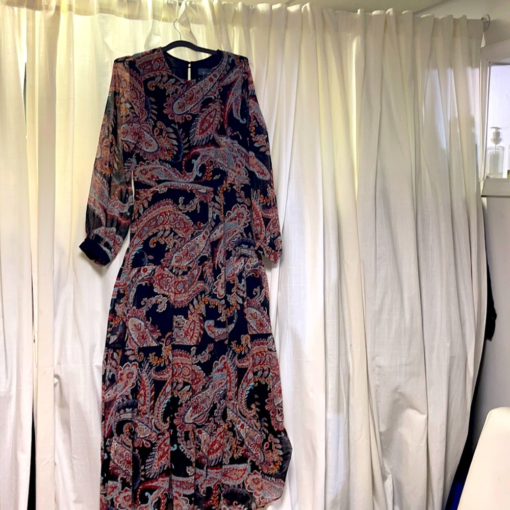 Anthropologie Blk Motif Long Sleeve Maxi dress 14
